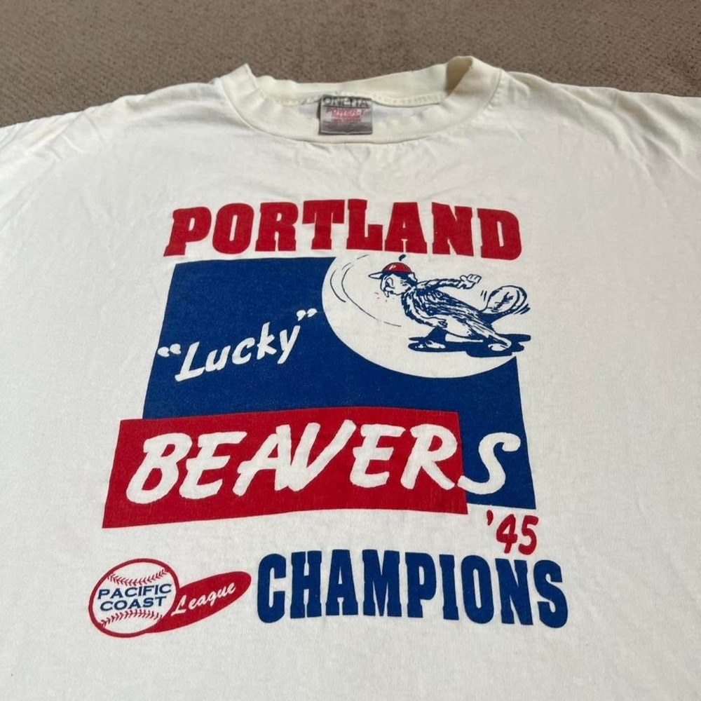Vintage 1990s retro Portland beavers baseball tee XL - Picture 2 of 7